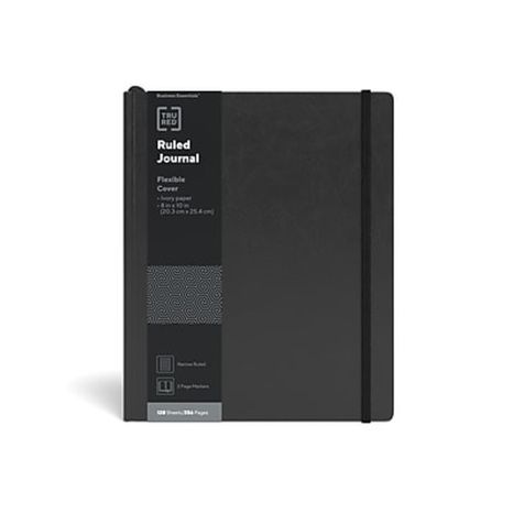 TRU RED Large Black Flexible Cover Ruled Journal