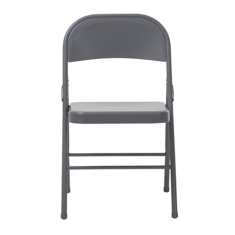 COSCO Gray Indoor Standard Folding Chair With Solid Seat