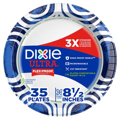 DIXIE Paper Plates, 8.5 Inch Lunch/Dinner Plate (Designs May Vary)