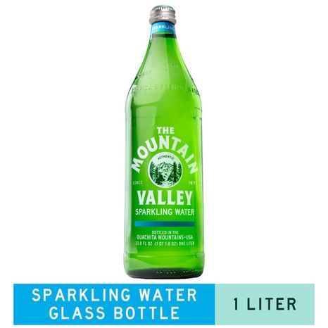 MOUNTAIN VALLEY Sparkling Spring Water Glass Bottles, 1Liter, Single