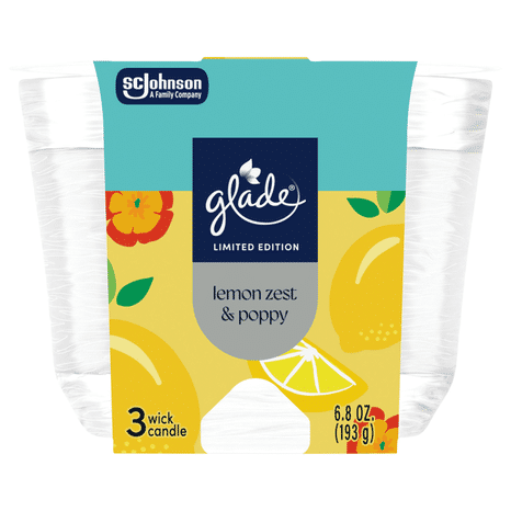 Glade 3 Wick Lemon Zest & Poppy Candle
