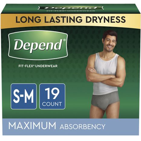 Depend Fresh Protection Men's Adult Incontinence Underwear, S/M, Grey