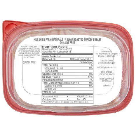 Hillshire Farm Slow Roasted Turkey Breast Sliced Deli Lunch Meat, 33 oz