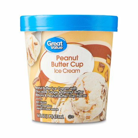 Great Value Peanut Butter Ice Cream With Chocolate Fudge & Peanut Butter Ribbons & Peanut Butter Cup Pieces