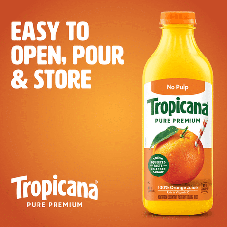 Tropicana Pure Premium 100% Orange Juice Original, No Pulp, No Sugar Added