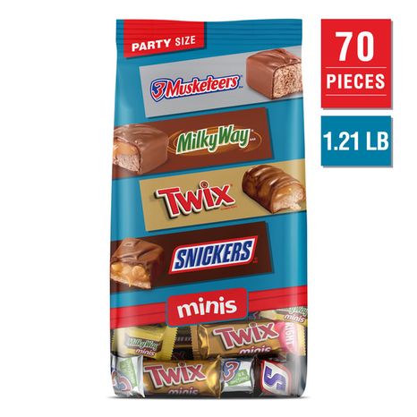 SNICKERS, TWIX, MILKY WAY & 3 MUSKETEERS Minis Milk Chocolate Bars Party Size Bulk