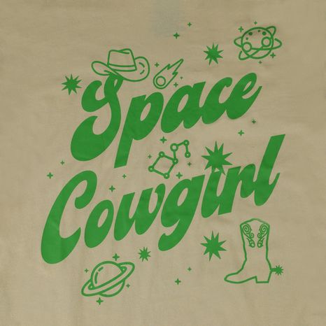 Space Cowgirl Graphic Tee, Large - Light Brown