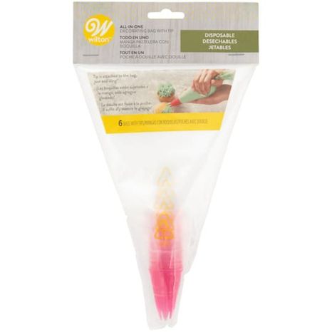 Wilton All-In-One Disposable Decorating Bags with Tips, 6-Count