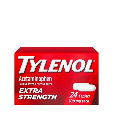 TYLENOL Extra Strength Caplets with 500 mg Acetaminophen, Pain Reliever & Fever Reducer, Acetaminophen For Minor Arthritis Pain, Headache, Backache & Menstrual Pain Relief, 24 Ct