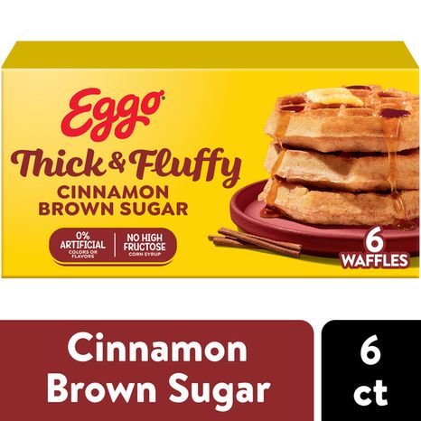 Eggo Thick and Fluffy Cinnamon Brown Sugar Waffles, Breakfast Food, 6 Count