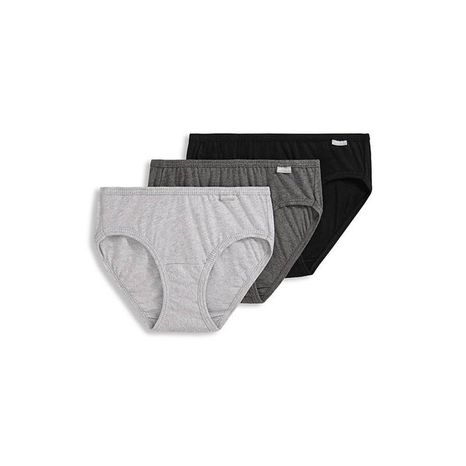 Elance Size 6 Gray Heather, Charcoal Heather & Black Women's Bikini Panty