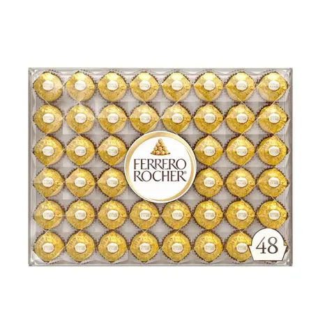 Ferrero Rocher Gourmet Hazelnut Milk Chocolate Gift Box, 48 Individually Wrapped Chocolates, 21.2 oz
