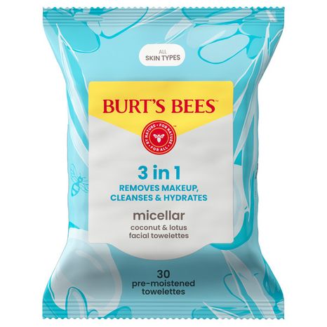 Burt's Bees Micellar Coconut & Lotus Facial Towelettes, 99% Natural Origin; All Skin Types