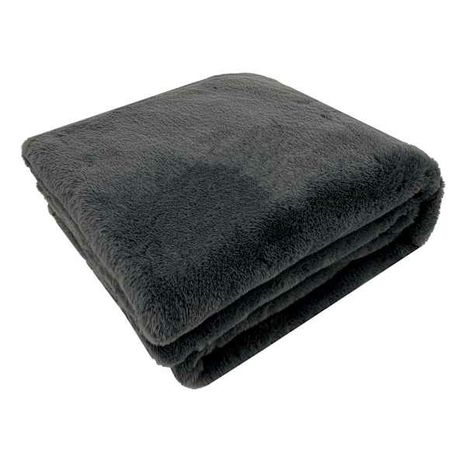 Faux Fur Throw Blanket - Grey