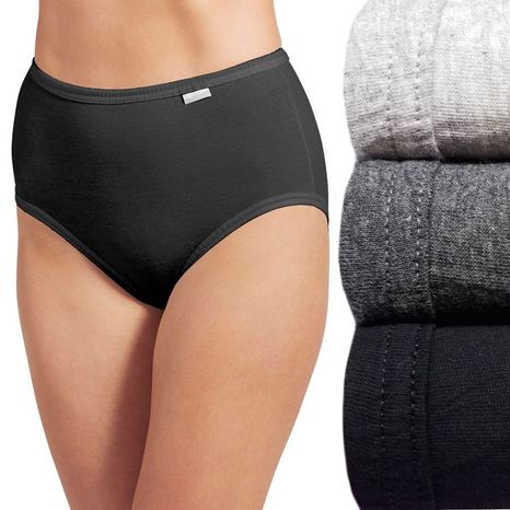 JOCKEY Women's Plus Size 100% Cotton Elance Briefs - Grey Heather, Charcoal Heather & Black