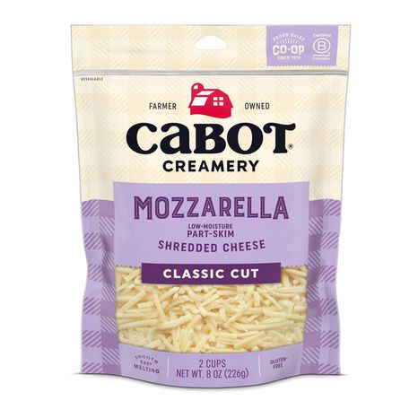 Cabot Shredded Part-Skim Mozzarella Cheese, 8 oz
