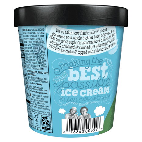 Ben & Jerry's Ice Cream Chocolate Milk & Cookies Topped