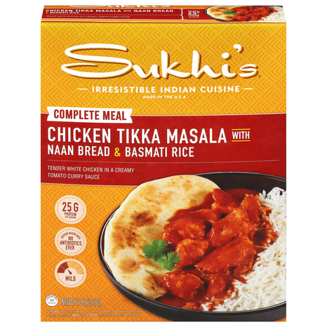 Sukhi's Indian Chicken Tikka Masala Curry with Naan & Basmati Rice Frozen Meal