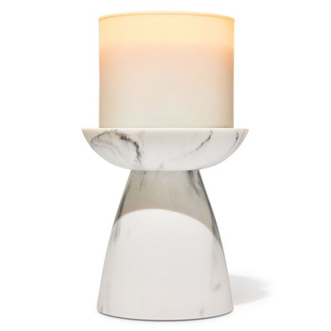 Marble Pedestal 3-Wick Candle Holder