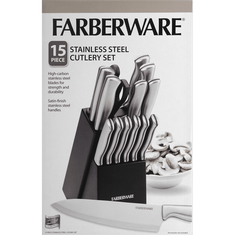 Farberware Cutlery Set, Stainless Steel, 15 Piece