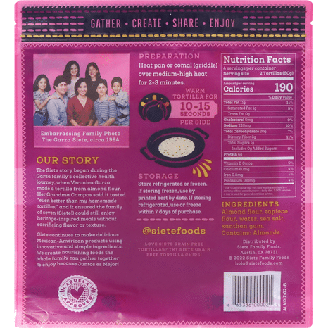 Siete Tortillas, Grain Free, Almond Flour
