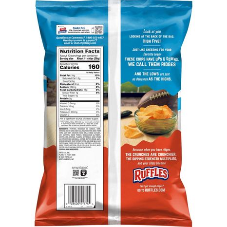 Ruffles Potato Chips, Cheddar & Sour Cream Flavored, Party Size
