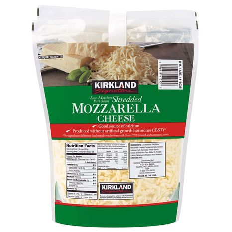 Kirkland Signature Mozzarella Cheese Low Moisture Part Skim Shredded