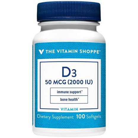 The Vitamin Shoppe Vitamin D3 - Bone Health & Immune Support - 2,000 IU (100 Softgels)