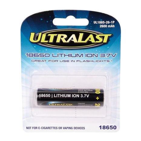 UltraLast Ul1865-26-1p Lithium Ion 18650 3.7 V Rechargeable Battery