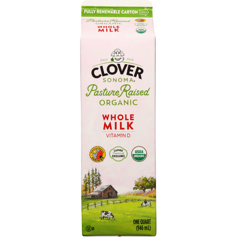 Clover Sonoma Organic Whole Milk Vitamin D Quart