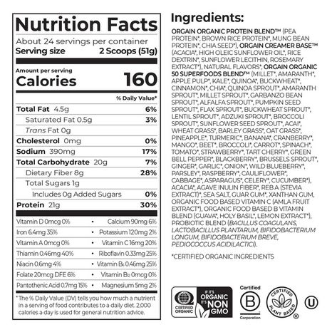 Orgain Organic Protein + Superfoods with Probiotics, Vanilla Bean