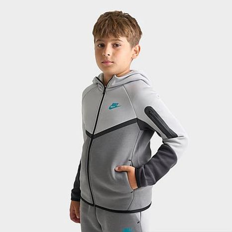 Nike Boys' Big Kids' Sportswear Tech Fleece Full-Zip Hoodie, L - Light Smoke Grey/Smoke Grey/Anthracite/Black