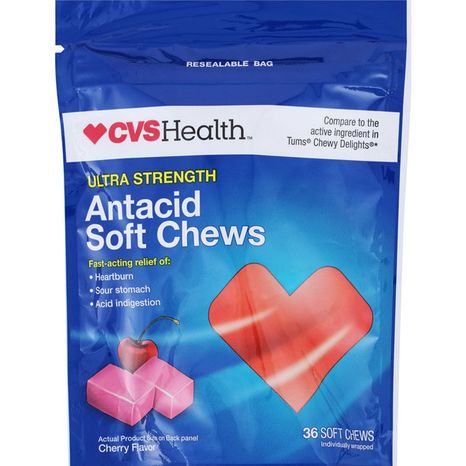 CVS Pharmacy Antacid, Extra Strength, Soft Chews, Assorted Cherry & Orange