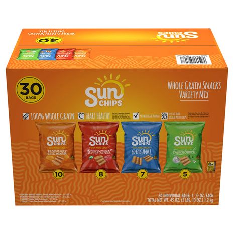 Sun Chips Whole Grain Snacks Variety 1 1/2 Oz 30 Count