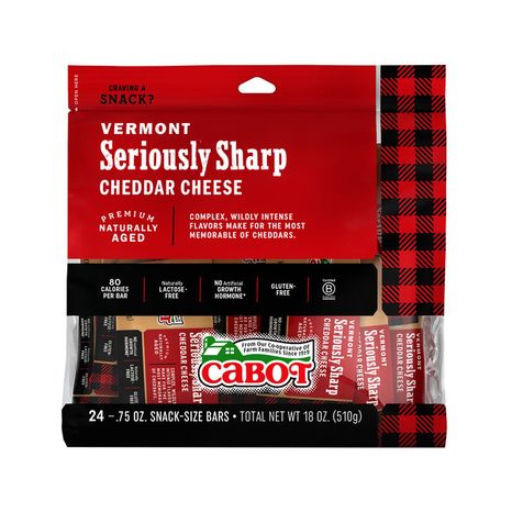 Cabot Seriously Sharp Cheddar Cheese Snacks, .75 oz, 24 Count