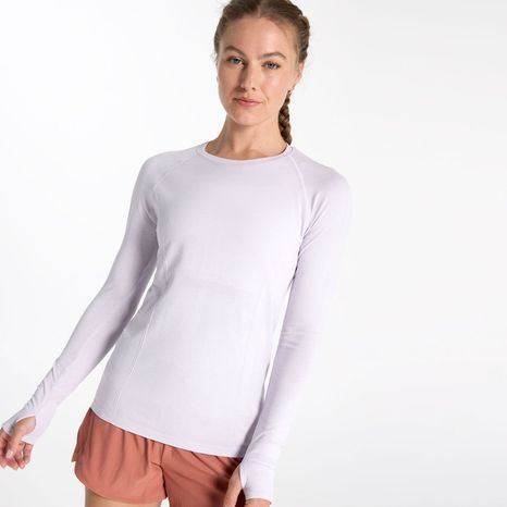 CALIA Women's Seamless Long Sleeve Tee, Medium - Misted Lilac Spacedye