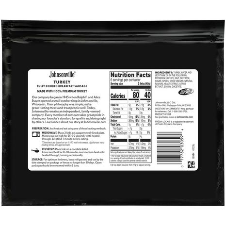 Johnsonville Fully Cooked Turkey Breakfast Sausage