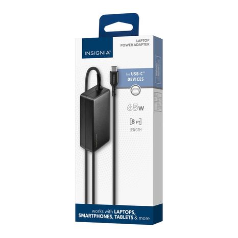 Insignia 65W Laptop Power Adapter for USB-C Devices - Black
