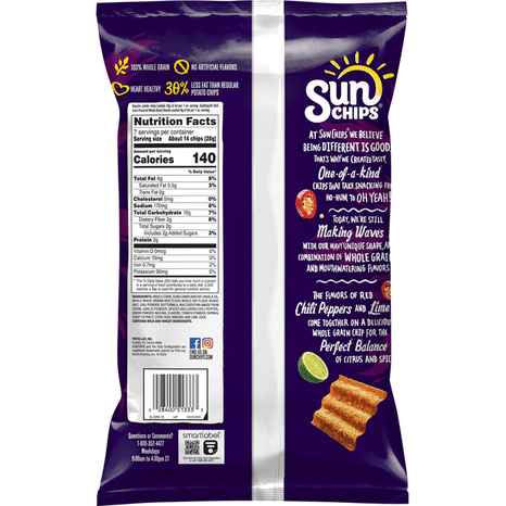 Sun Chips Chili Limon Whole Grain Snacks