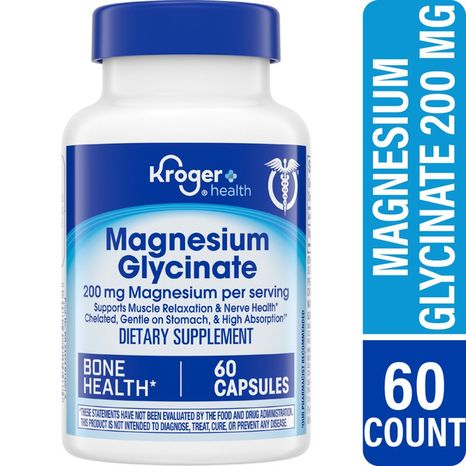 Kroger Magnesium Glycinate 200 Mg/serving Dietary Supplement Capsules