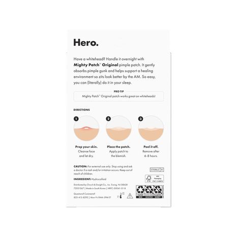 Hero Cosmetics Mighty Patch Mighty Patch Original, Hydrocolloid Acne Pimple Patch