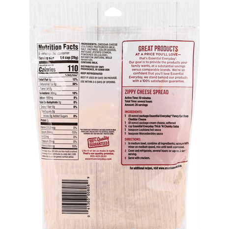 Essential Everyday Cheese, Sharp Cheddar, Fancy Cut