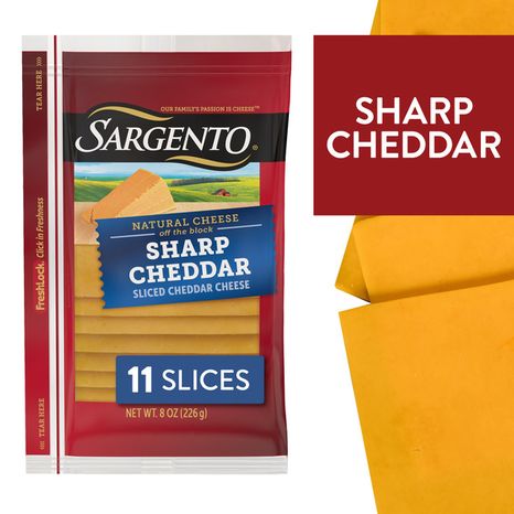 Sargento Natural Sharp Cheddar Sliced Cheese, 11 Slices
