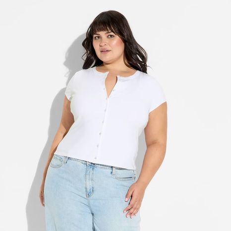 Wild Fable Women's Cap Sleeve Round Neck Button-Down Shirt, XXL - White