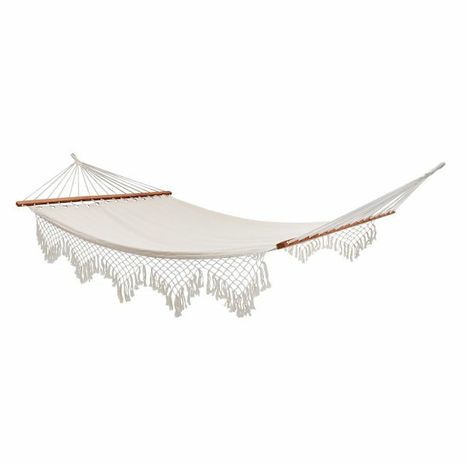 At Home Outdoor Hammock With Lace Trim & Spreader Bars