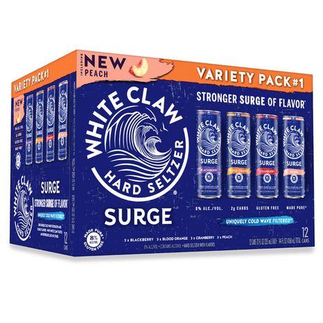 White Claw Surge Hard Seltzer Variety Pack No. 1, 12 Pack, 12 fl oz Cans, 8% ABV