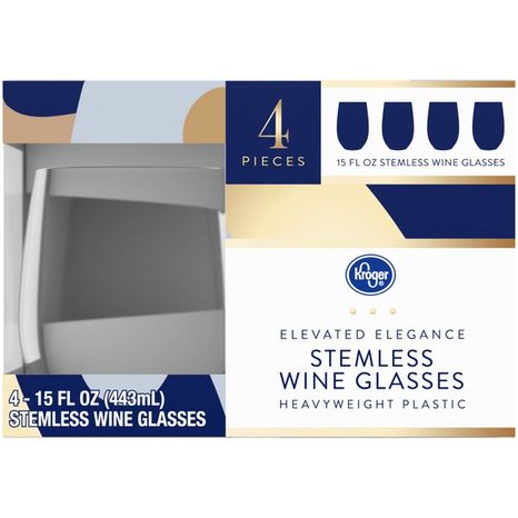Kroger 15 Ounce Clear Stemless Wine Glasses