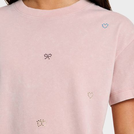 Cat & Jack Girls' Short Sleeve Rhinestone T-Shirt, L - Ballet Pink