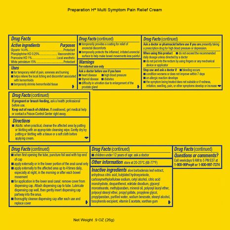 Preparation H Multi Symptom Hemorrhoid Cream Tube