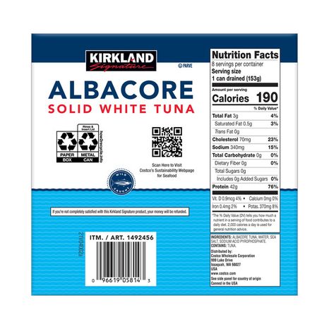 Kirkland Signature Albacore Solid White Tuna in Water